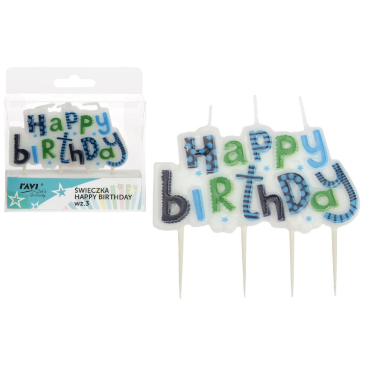 Świeczka HAPPY BIRTHDAY wzór 3 RAVI